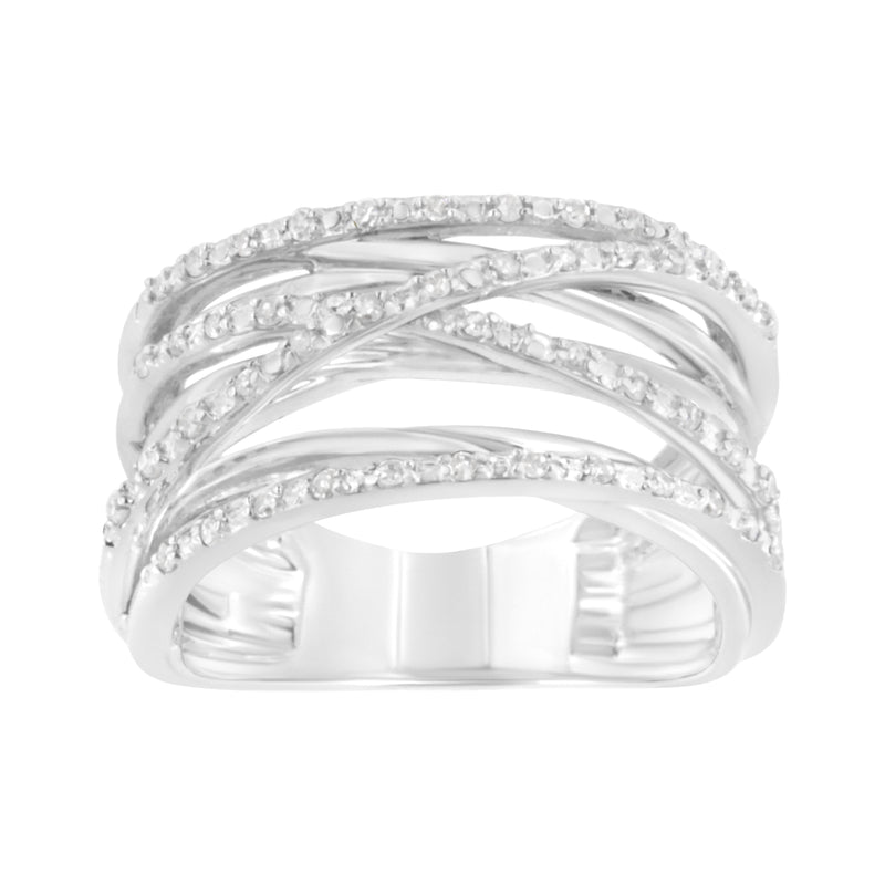 Bids.com .925 Sterling Silver 1/4 Cttw Prong Set Round-Cut Diamond Bypass Ring (I-J Color, I1-I2 Clarity) - Size 7 Rings Light Gray 7 / White.Sterling Silver,8 / White.Sterling Silver,6 / White.Sterling Silver,9 / White.Sterling Silver