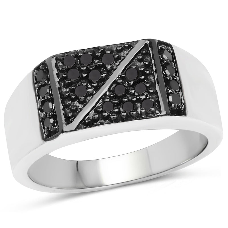 Bids.com 0.35 Carat Genuine Black Diamond .925 Sterling Silver Ring Rings