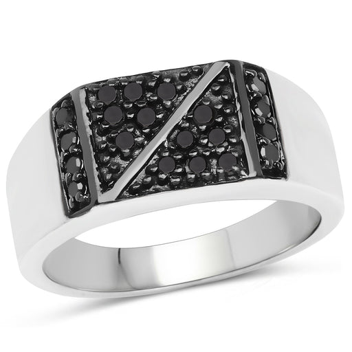 Bids.com 0.35 Carat Genuine Black Diamond .925 Sterling Silver Ring Rings