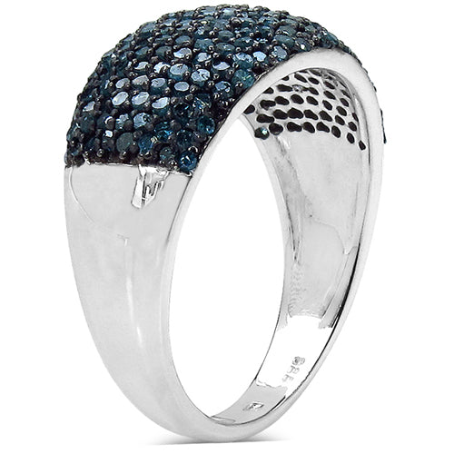 Bids.com 0.99 Carat Genuine Blue Diamond Sterling Silver Ring Rings