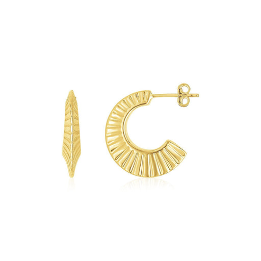 Bids.com 14K Yellow Gold Graduated Scalloped Pointed Half Hoops Earrings