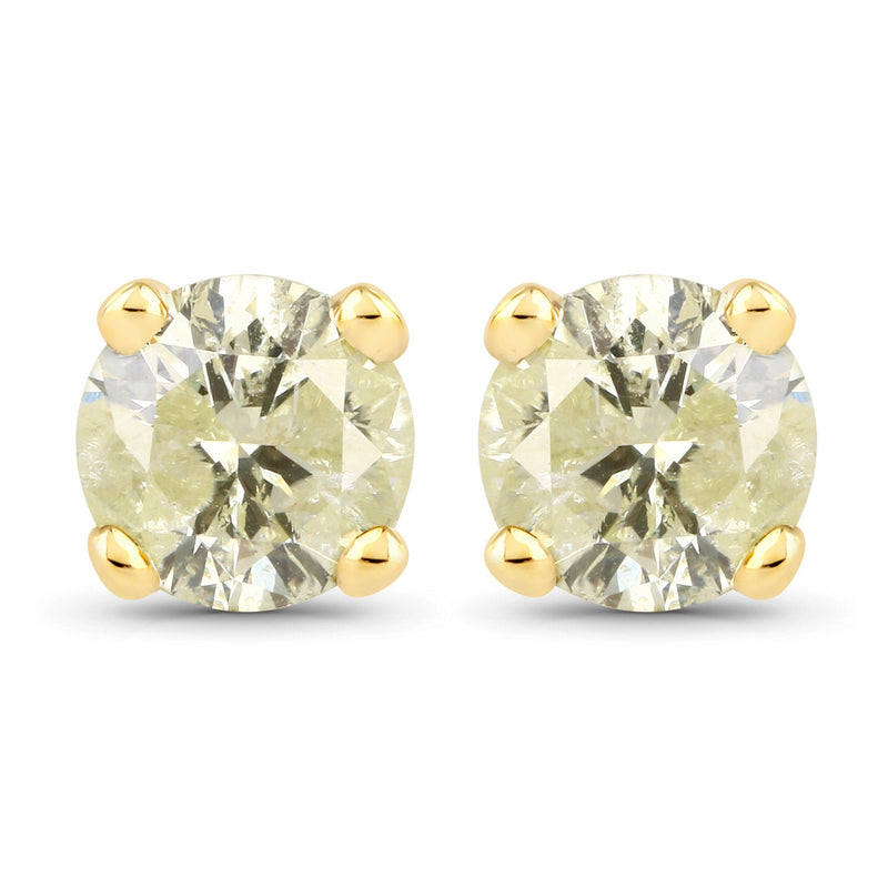 Bids.com 0.95 Carat Genuine LB Diamond 14K Yellow Gold Earrings Earrings