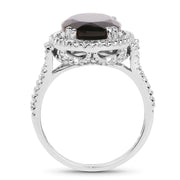 Bids.com 5.80 Carat Genuine Smoky Quartz & White Topaz .925 Sterling Silver Ring Rings