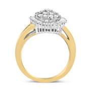 Bids.com 14K Yellow and White Gold 1.00 Cttw Round and Baguette-Cut Diamond Ballerina Cocktail Ring (H-I Color, SI2-I1 Clarity) Rings