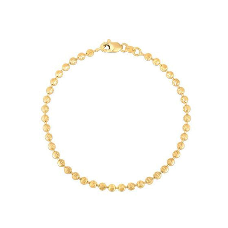Bids.com Moon Cut Bead Chain Bracelet in 14k Yellow Gold  (3.00 mm) Bracelets