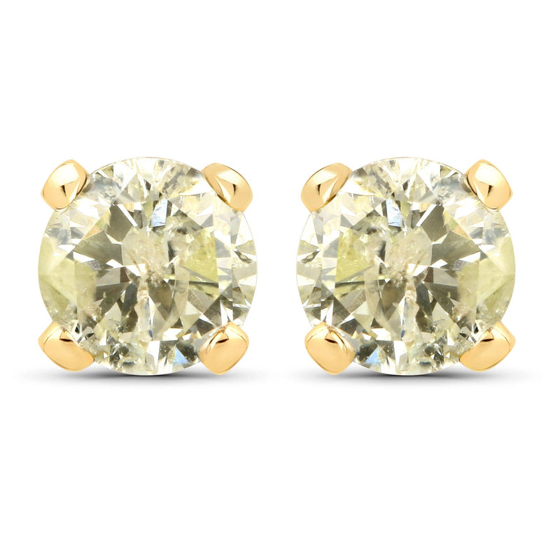 Bids.com 1.02 Carat Genuine LB Diamond 14K Yellow Gold Earrings Earrings