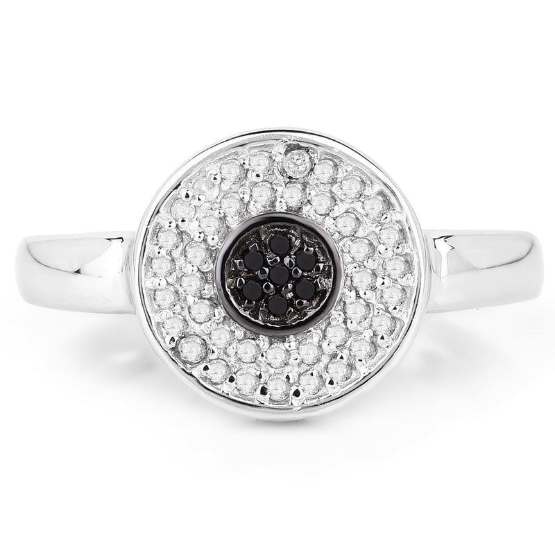 Bids.com 0.20 Carat Genuine Black Diamond and White Diamond .925 Sterling Silver Ring Rings