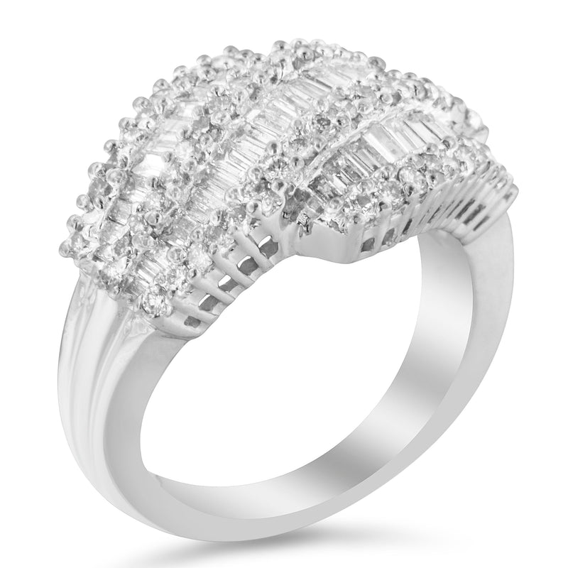 Bids.com 14K White Gold Diamond Cocktail Ring Band (1 3/4 Cttw, H-I Color, SI2-I1 Clarity) - Size 6-1/2 Rings