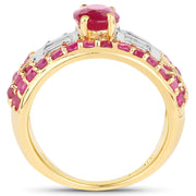 Bids.com 4.23 Carat Glass Filled Ruby and White Topaz .925 Sterling Silver Ring Rings