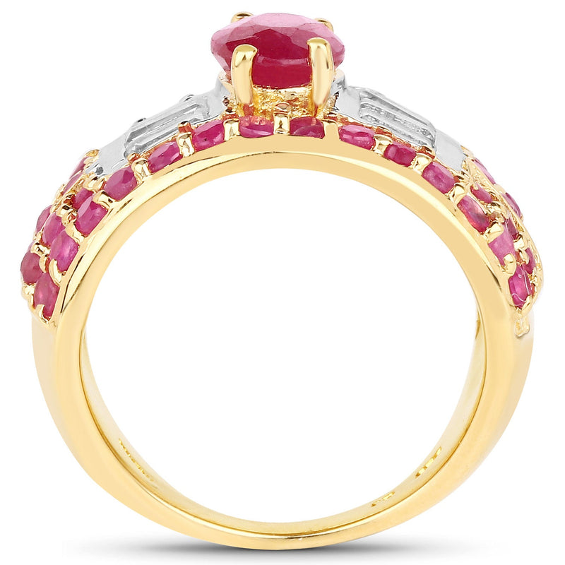 Bids.com 4.23 Carat Glass Filled Ruby and White Topaz .925 Sterling Silver Ring Rings