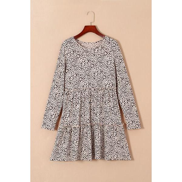 Frill Printed Round Neck Dress