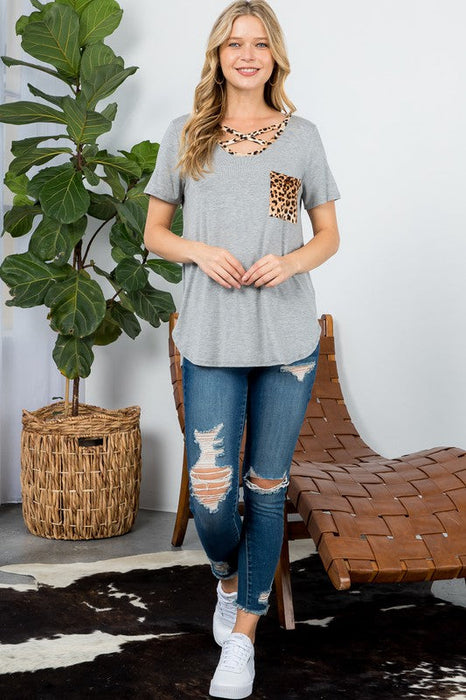 Animal Print Basic Top