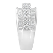 Bids.com 14K White Gold Round and Baguette Diamond Ring (1 1/2 Cttw, F-G Color, SI1-SI2 Clarity) - Size 6-3/4 Rings