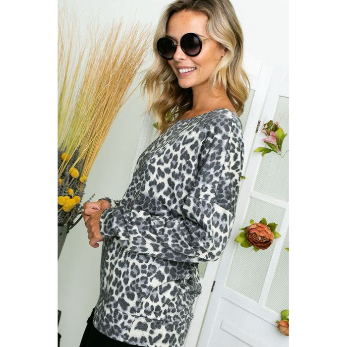 Cheetah One Shoulder Plus Top