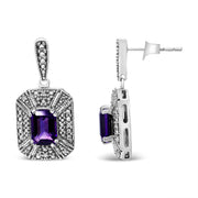 Bids.com .925 Sterling Silver Diamond Accent and 7x5mm Purple Amethyst Stud Earrings (I-J Color, I2-I3 Clarity) Earrings