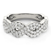 Bids.com Diamond Studded Interlocking Waves Ring in 14k White Gold (5/8 cttw) Rings