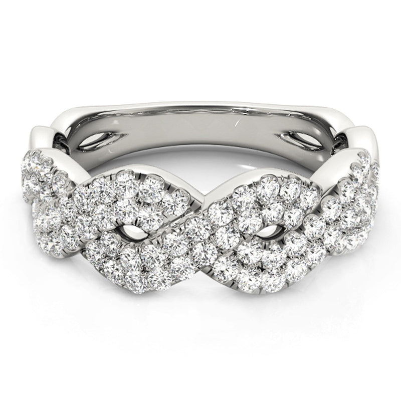 Bids.com Diamond Studded Interlocking Waves Ring in 14k White Gold (5/8 cttw) Rings
