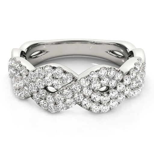 Bids.com Diamond Studded Interlocking Waves Ring in 14k White Gold (5/8 cttw) Rings