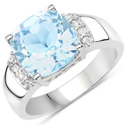 Bids.com 4.58 Carat Genuine Blue Topaz and White Topaz .925 Sterling Silver Ring Rings