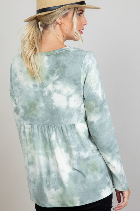 Plus Cloud Tie Dye Babydoll Top