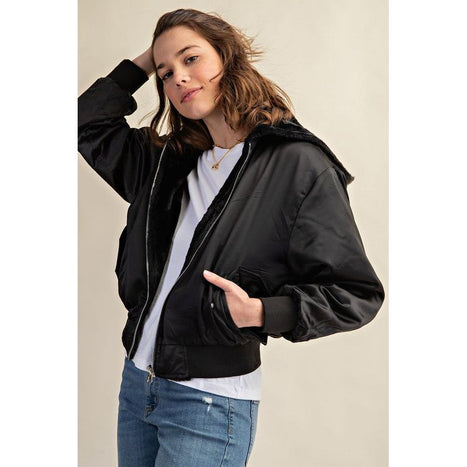 REVERSIBLE ALL WEATHER FUR LINED BOMBER JACKET