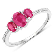 Bids.com 1.02 Carat Genuine Ruby and White Diamond 14K White Gold Ring Rings