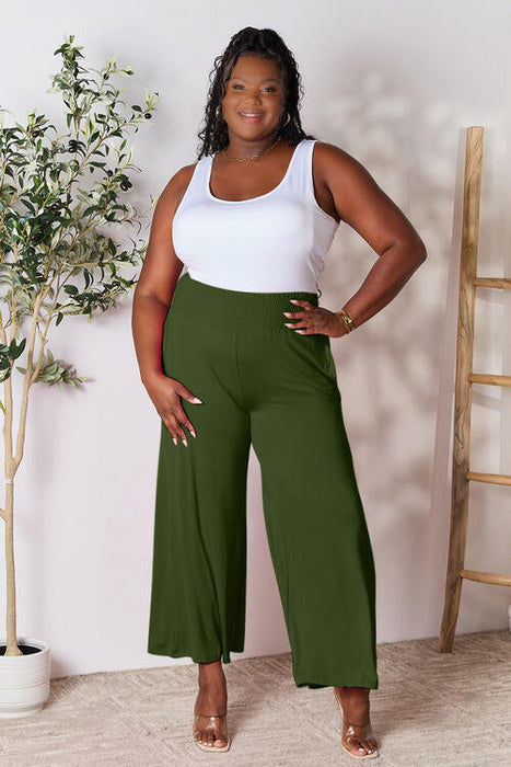 Double Take Full Size Smocked Wide Waistband Wide Leg Pants by VYSN