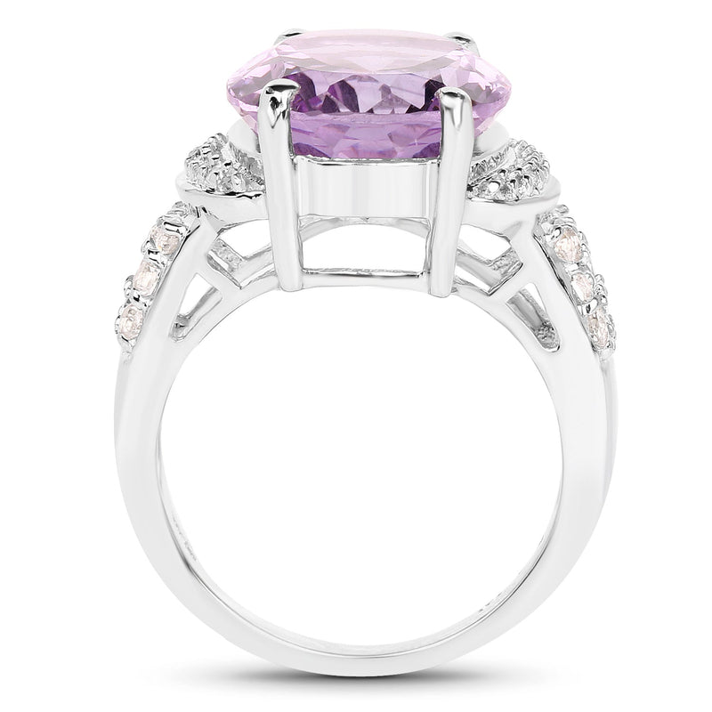 Bids.com 8.98 Carat Genuine Amethyst & White Topaz .925 Sterling Silver Ring Rings