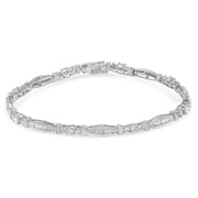 Bids.com 10K White Gold Geometric Pattern Diamond Tennis Bracelet (3 cttw, H-I Color, SI2-I1 Clarity) Bracelets