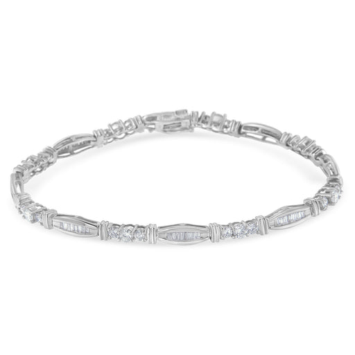 Bids.com 10K White Gold Geometric Pattern Diamond Tennis Bracelet (3 cttw, H-I Color, SI2-I1 Clarity) Bracelets