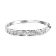 Bids.com 14K White Gold 3 1/3 Cttw Invisible Set Princess-Cut Diamond Wave Bangle Bracelet (H-I Color, SI1-SI2 Clarity) - Size 7" Bracelets