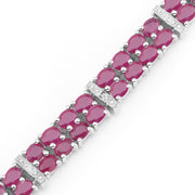 Bids.com 17.65 Carat Glass Filled Ruby and White Topaz .925 Sterling Silver Bracelet Bracelets