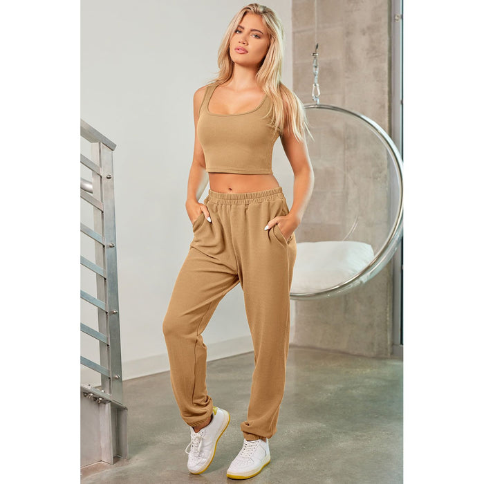 Square Neck Tank, Cover Up and Joggers Active Set