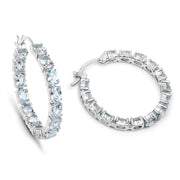 Bids.com 5.70 Carat Genuine Blue Topaz .925 Sterling Silver Earrings Earrings