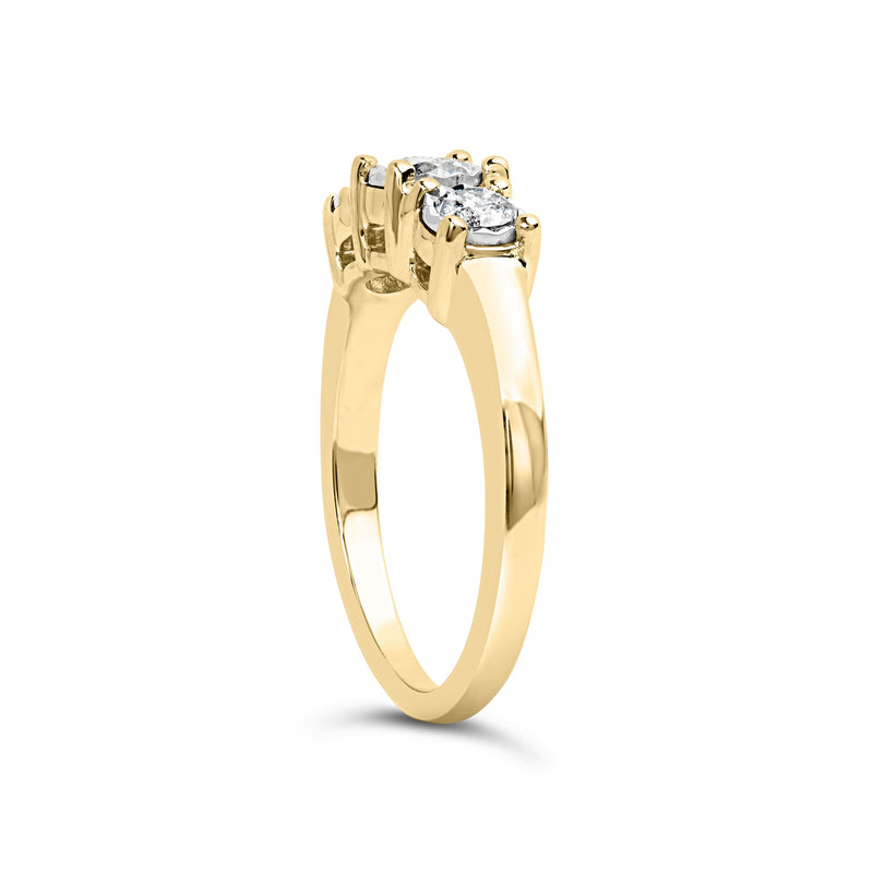 Bids.com 10K Yellow Gold 1/2 Cttw Miracle Set Round Diamond Three Stone Illusion Plate Ring (I-J Color, I2-I3 Clarity) - Size 7 Rings
