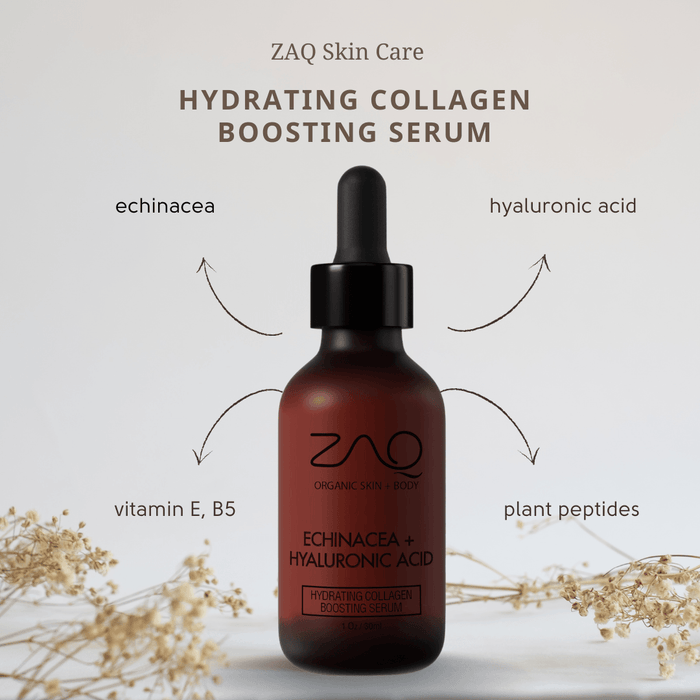 ZAQ Skin & Body -  Hydrating Collagen Boosting Serum - Antioxidants, Hyaluronic Acid And Echinacea Stem Cells