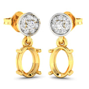 Bids.com 0.11 Carat Genuine White Diamond 14K Yellow Gold Semi Mount Earrings - holds 7x5mm Oval Gemstones Earrings