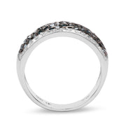 Bids.com 0.80 Carat Genuine Blue Diamond and White Diamond .925 Sterling Silver Ring Rings