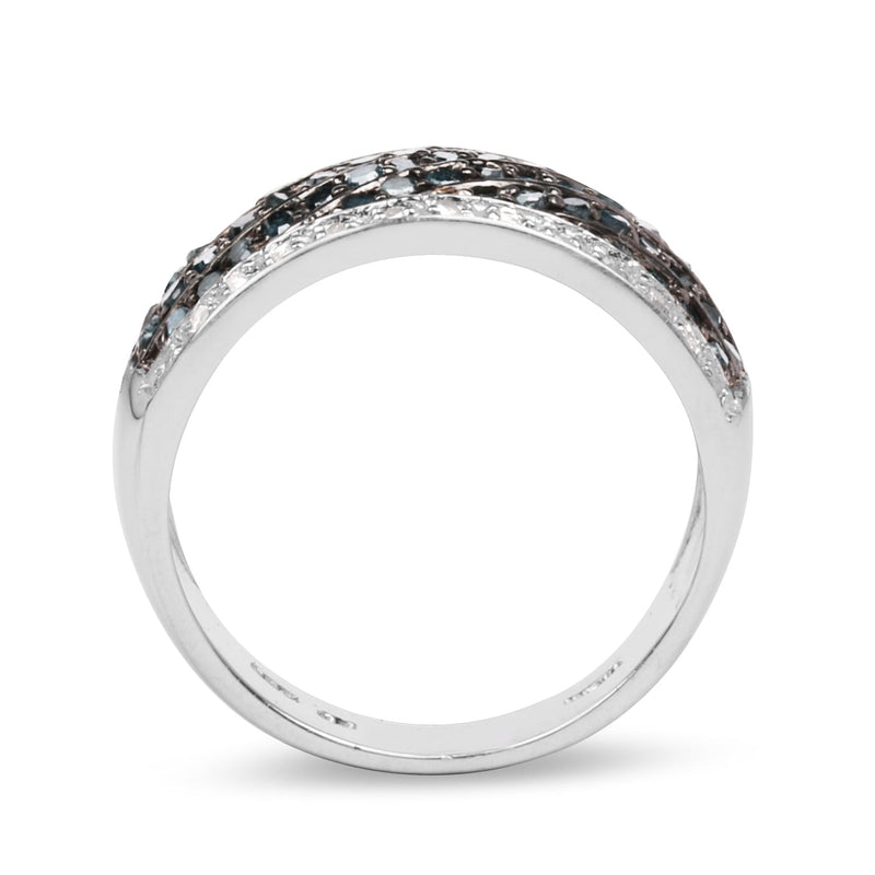Bids.com 0.80 Carat Genuine Blue Diamond and White Diamond .925 Sterling Silver Ring Rings