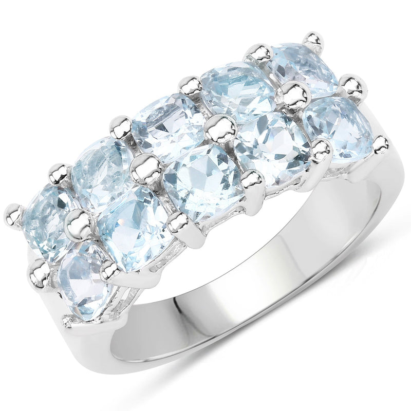 Bids.com 3.60 Carat Genuine  Blue Topaz .925 Sterling Silver Ring Rings