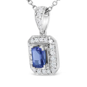 Bids.com 18K White Gold 1/4 Cttw Round Diamond and 6x4mm Purple Tanzanite Halo 18" Pendant Necklace (H-I Color, VS1-VS2 Clarity) Necklaces