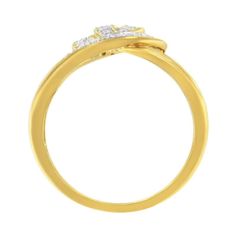 Bids.com 14K Yellow Gold Plated .925 Sterling Silver 1/4 Cttw Diamond Interlocking Loop Open Shank Bypass Ring (I-J Color, I1-I2 Clarity) - Size 7 Rings