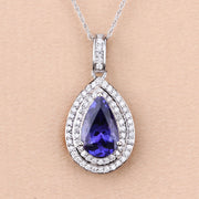 Bids.com 2.56 Carat Genuine Tanzanite and White Diamond 14K White Gold Pendant Pendants