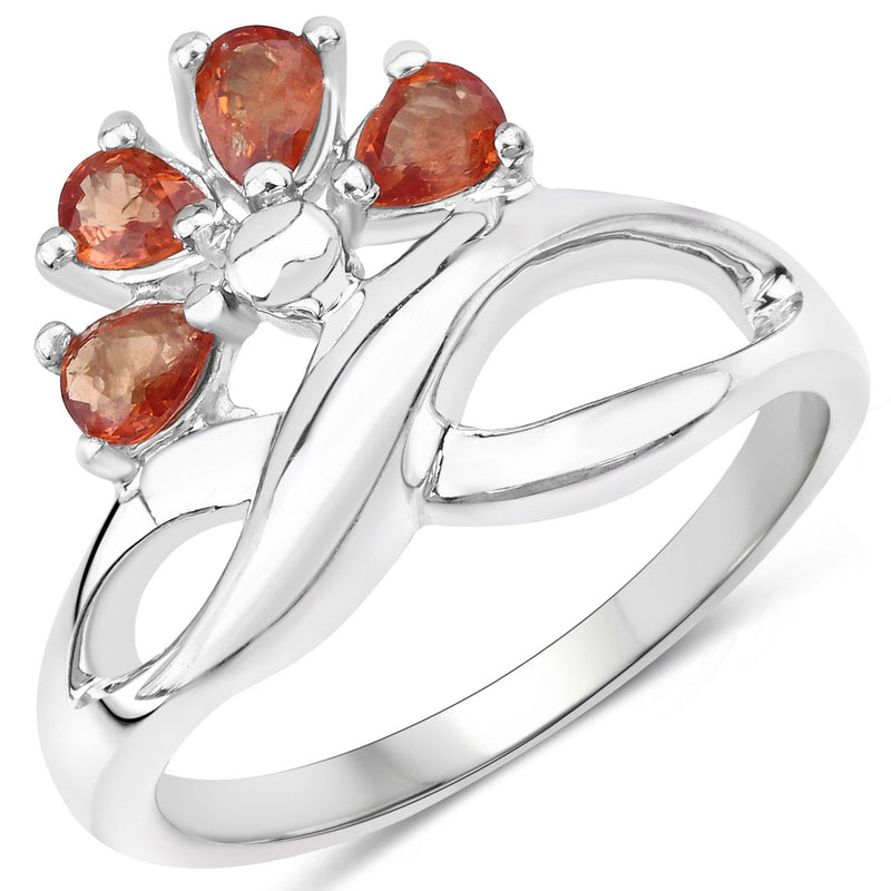 Bids.com 1.68 Carat Genuine Orange Sapphire .925 Sterling Silver Ring Rings