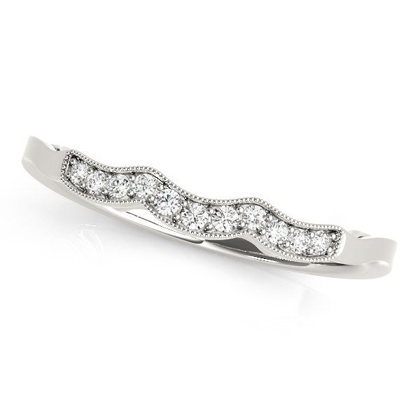 Bids.com 14k White Gold Wave Style Milgrained Diamond Wedding Ring (1/20 cttw) Rings