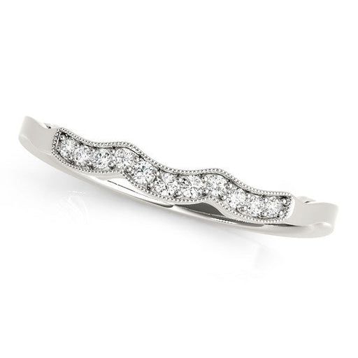 Bids.com 14k White Gold Wave Style Milgrained Diamond Wedding Ring (1/20 cttw) Rings