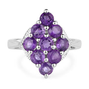Bids.com 2.16 Carat Genuine Amethyst .925 Sterling Silver Ring Rings