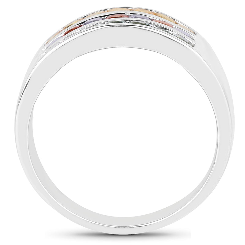 Bids.com 1.69 Carat Genuine Multi Sapphire .925 Sterling Silver Ring Rings