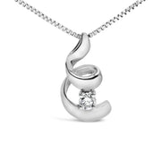 Bids.com 10K White Gold 1/10 Cttw Diamond Solitaire Spiral 18" Pendant Necklace (I-J Color, I2-I3 Clarity) Necklaces