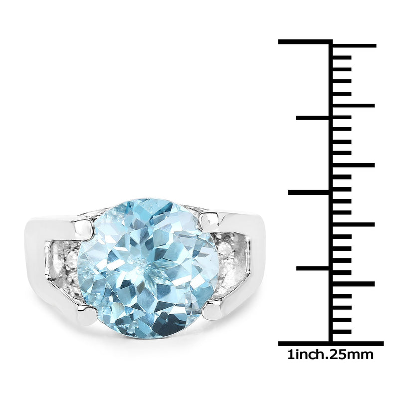Bids.com 7.21 Carat Genuine Blue Topaz and White Cubic Zirconia .925 Sterling Silver Ring Rings
